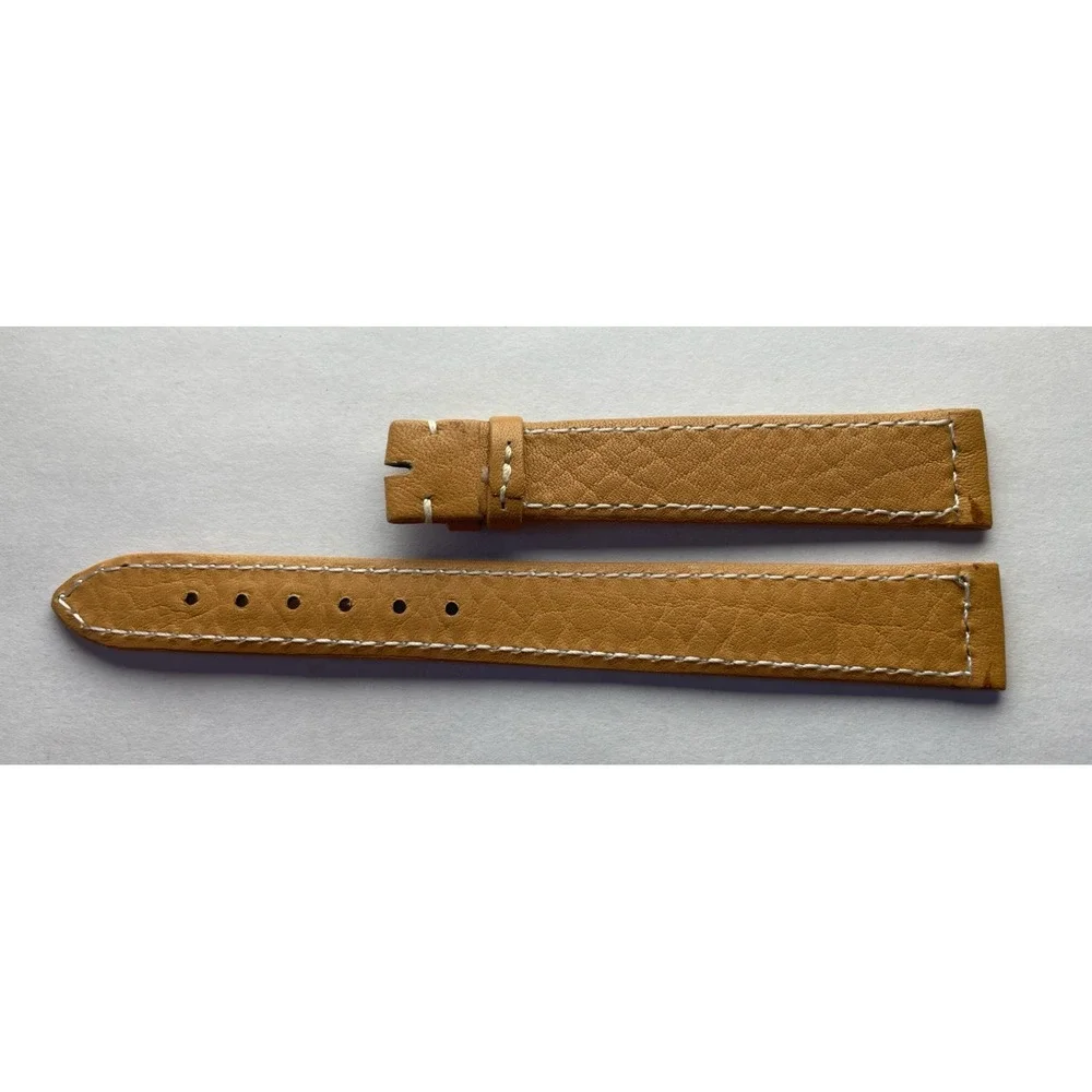 14mm tan leather watch band No Buckle‎